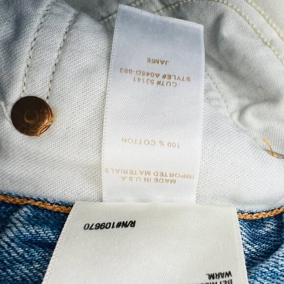 Agolde Distressed knees ankle high rise slim legs jeans, blue, Size 25 M50 - Picture 11 of 13